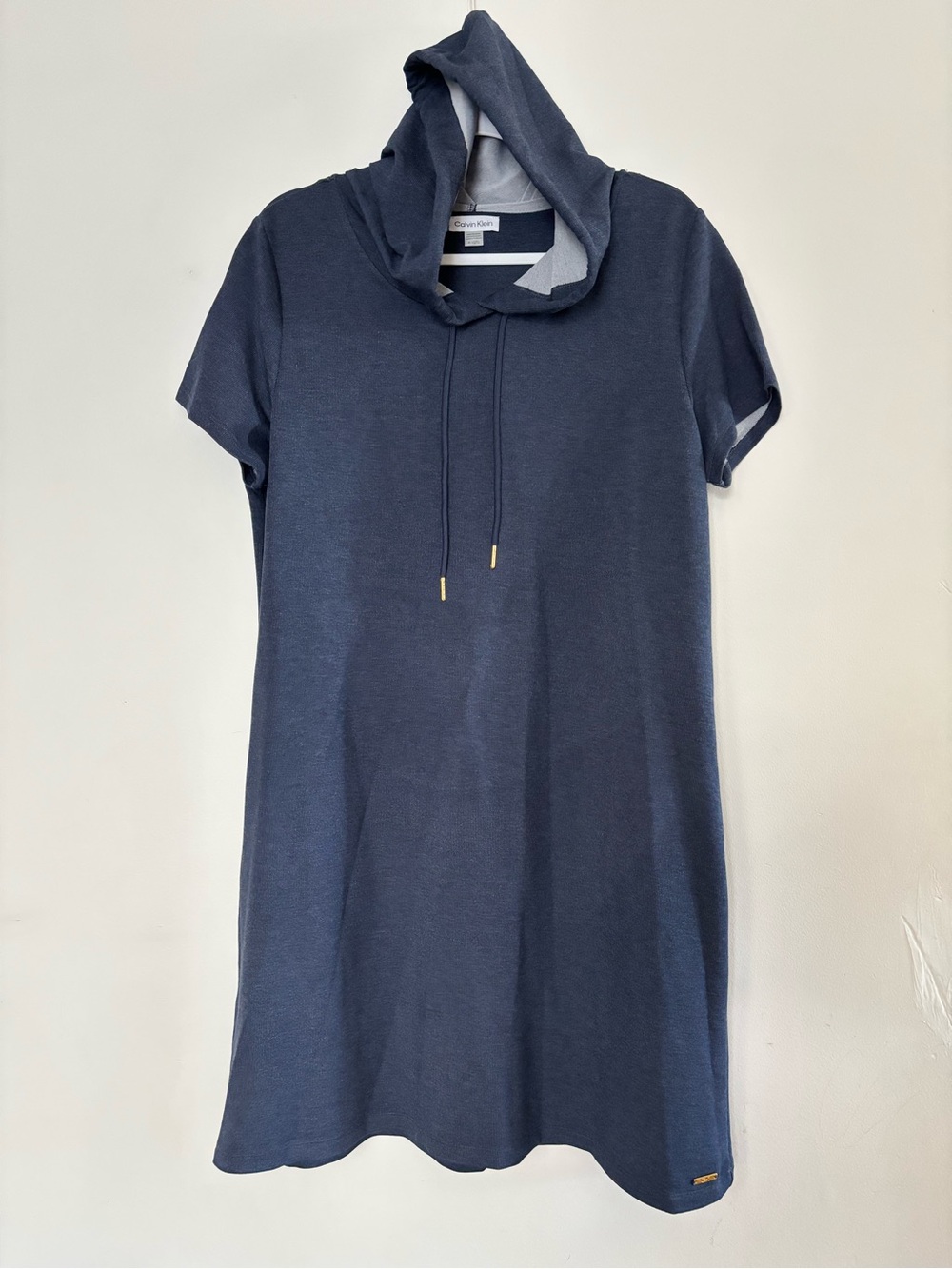 Calvin Klein Navy Short-Sleeve Hooded Knit Tunic -s XL NWOT